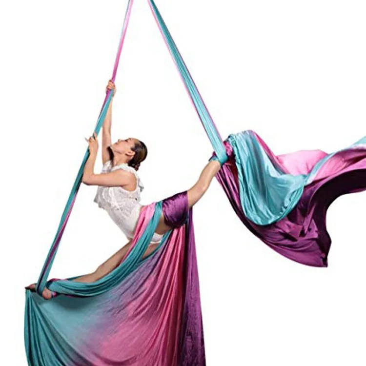 

5m Iridescent Aerial Yoga Hammock Rainbow Silk Fabric Breathable Soft Anti-Gravity Stretch Swing for Dance Gymnastics