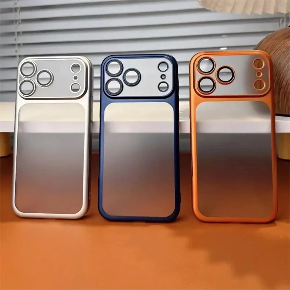 Luxuriöse, durchscheinende, stoßfeste Handyhülle mit Bumper für iPhone 17, 16, 15, 14, 13 Pro Max, 17 Pro, 16 Pro – Mattierte Rückseite