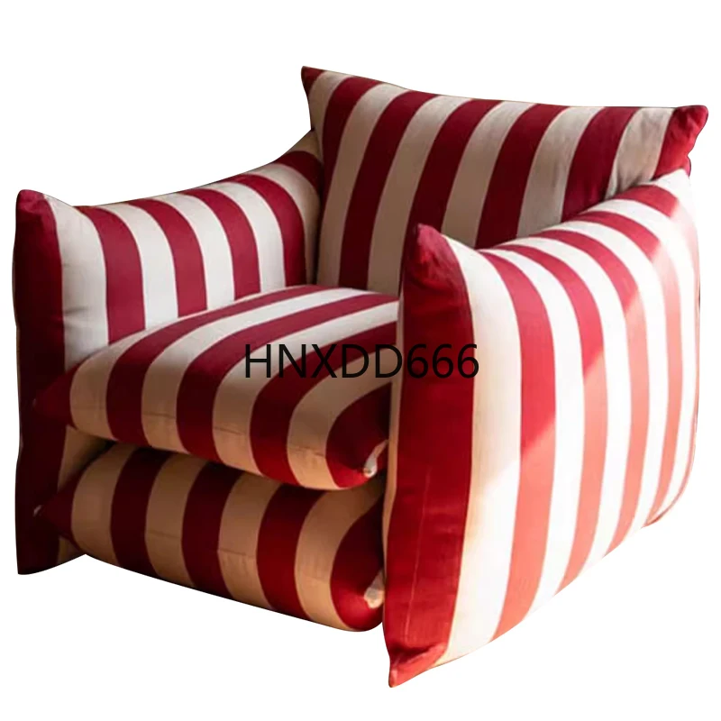 

American red and blue striped single sofa living room balcony small apartment armchair