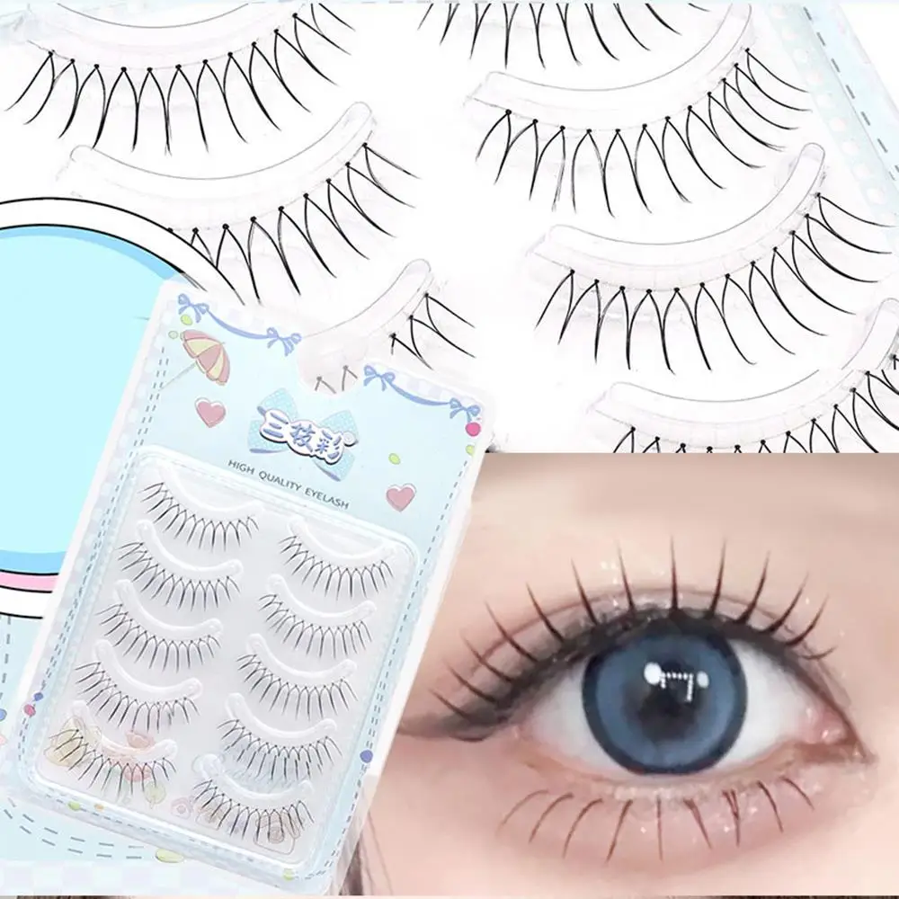 5 Paar natürliche weiche wiederverwendbare falsche Wimpern U-förmige koreanische Cosplay-Fälschungswimpern Augen-Make-up-Tools für verbesserte Augenschönheitsfrauen