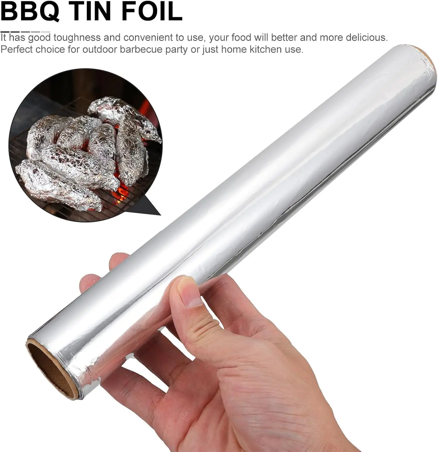 Food Grade Aluminum Foil Roll Heavy Duty Tin Foil for BBQ Baking Air Fryer Oven Cooking,10M/20M Optional,No Cutter