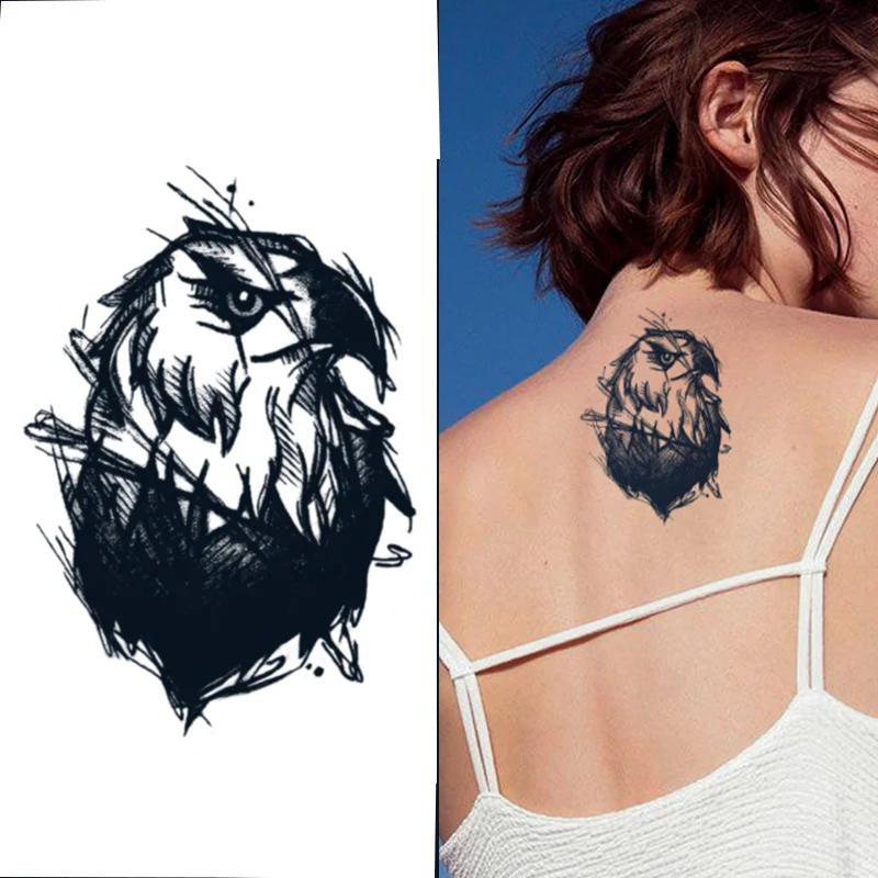 

1Pc Punk Eagle Tatoo Sticker Lasting Fake Tattoo for Woman Man Chest Sexy Temporary Tattoo Faux Bird Tattoos Waterproof Tatuajes