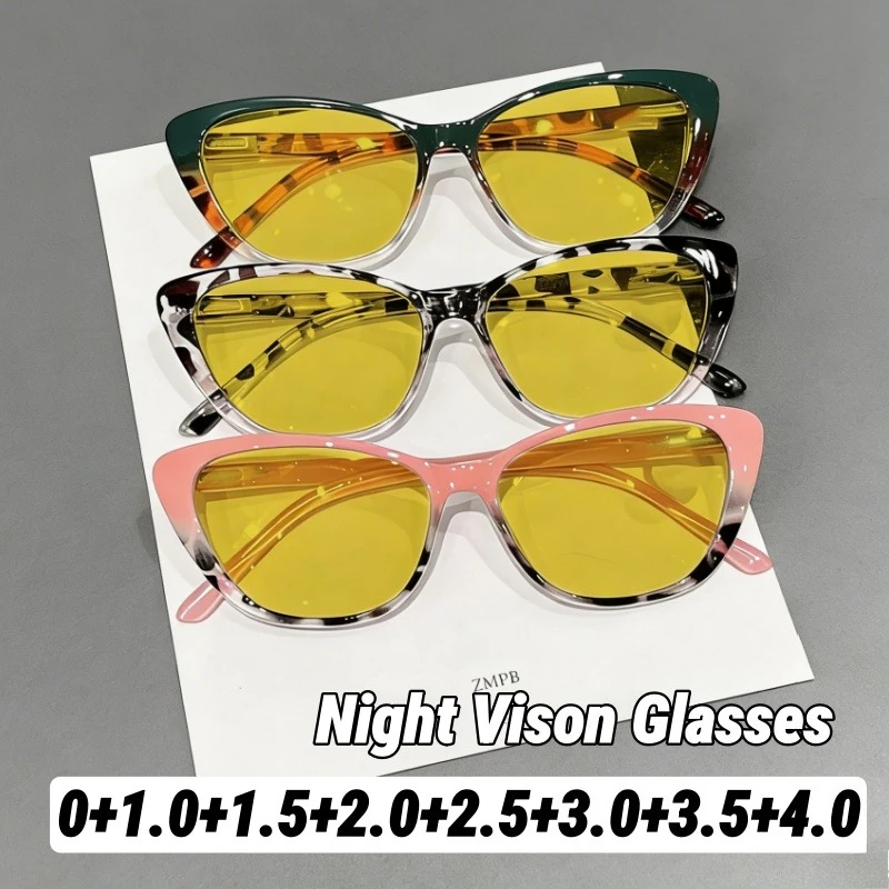 

2026New Cat-Eye Night Vision Presbyopia Glasses for Women Retro Premium-Feel Anti-Glare Night Driving Eyewear with Plus Diopters
