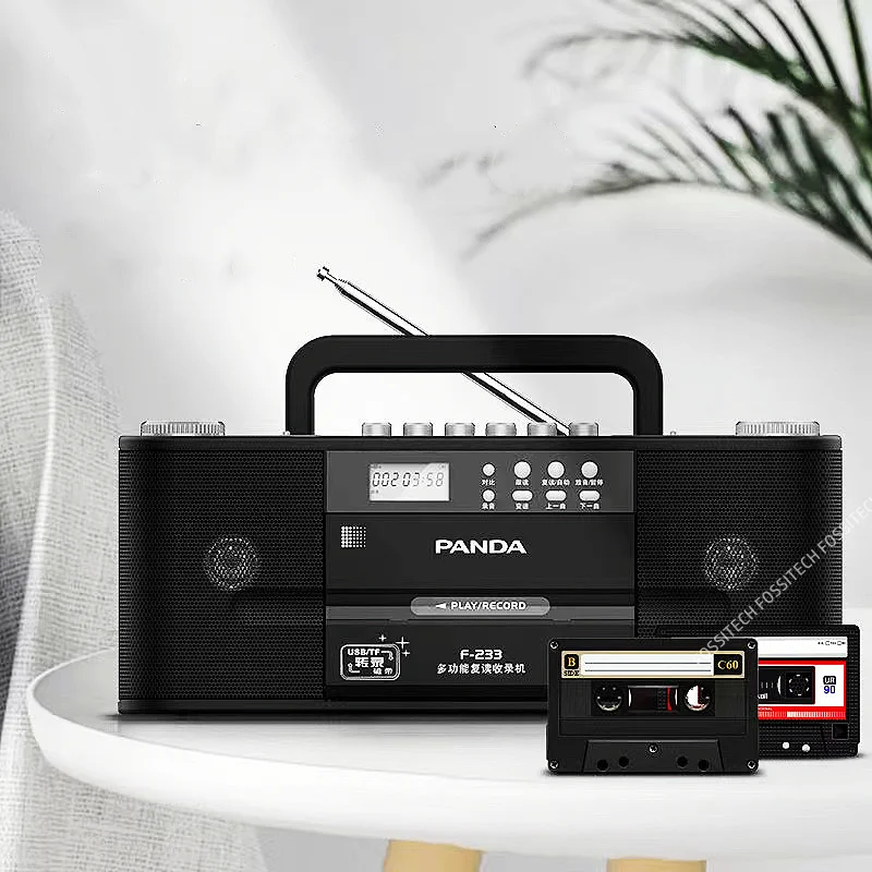 PANDA F-233 Recorder Cassette Tape Transfer to MP3 Built-in Microphone Recording Support USB Disk TF Card Play Rec FM MW Radio