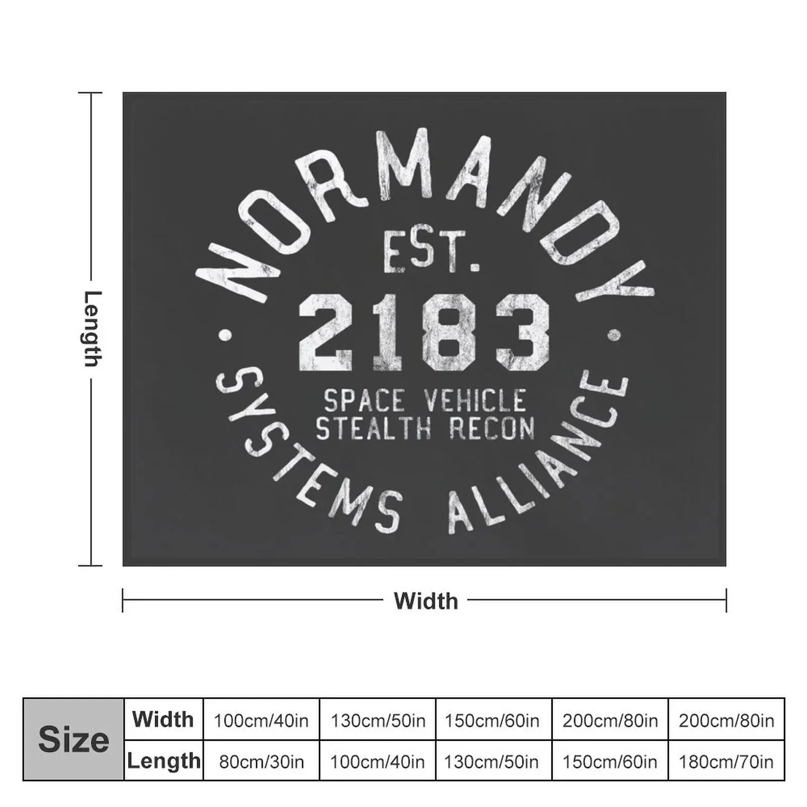 SSV Normandy Athletic Shirt | Mass Effect Athletic Style | White Print Throw Blanket Single Sleeping Bag Blankets