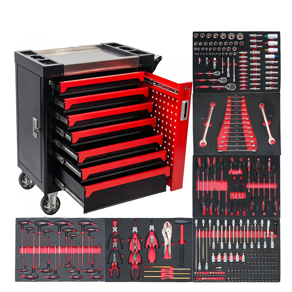 

CE Professional 258 Pcs Tool Set 7 Drawers Heavy Duty Metal Garage Chest Storage For Mechanic Users