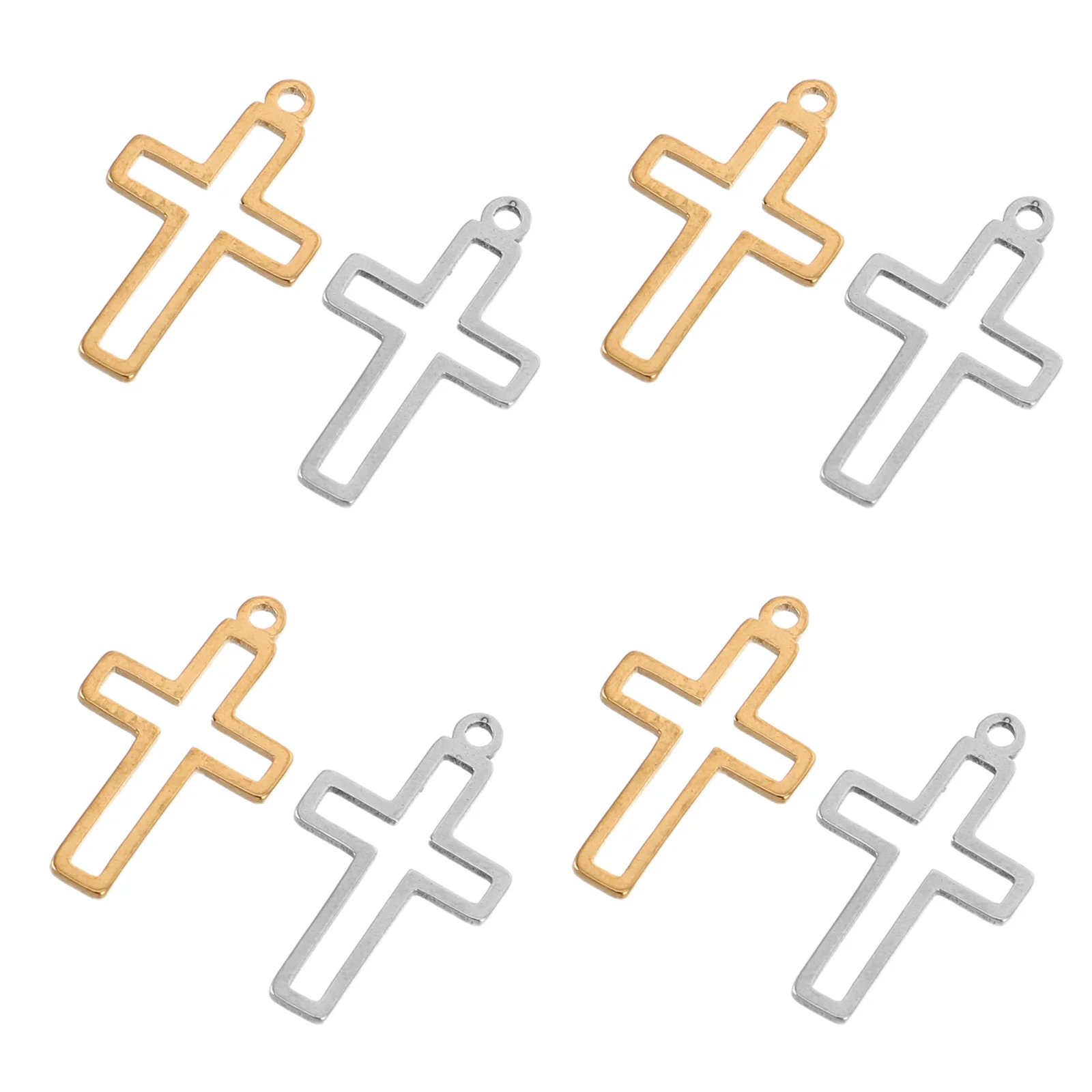 

20Pcs Stainless Steel Cross Pendant Hollow Mini Keychain Bag Charm DIY Religious Faith Jewelry Accessories