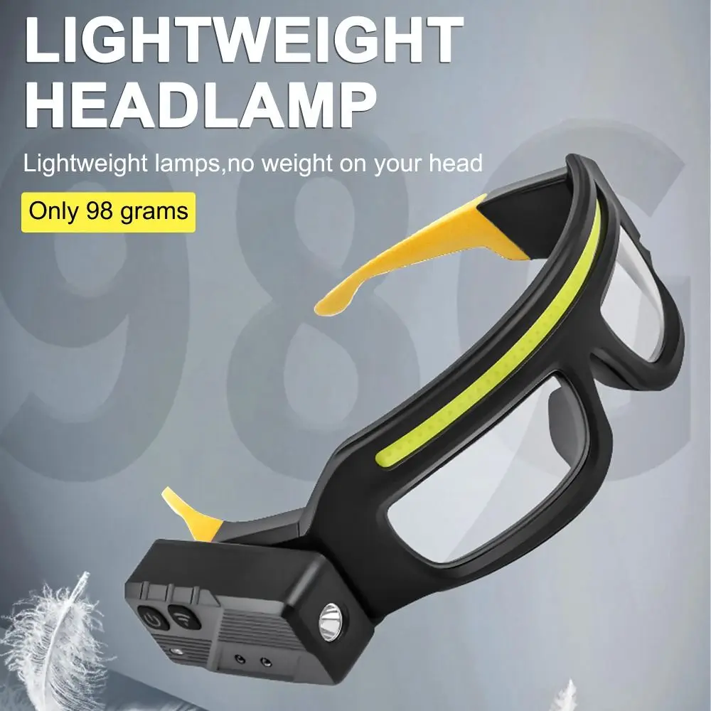 

Multifunctional Eyeglass Lamp Type-C Charging 90° Rotatable Headlamp Wave Sensor Control Ultra Light Glasses Light Cycling