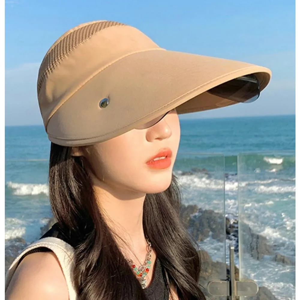 

2025 Large Wide Brim Sun Hat for Women Goggles UV Protection Beach Visor Cap Sports Golf Hiking