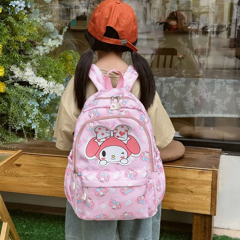 Mochila Sanrio Anime Kuromi Hello Kitty Pochacco Cinnamoroll Melody, bolsa escolar para estudiantes, bolsa de gran capacidad, regalos para niños