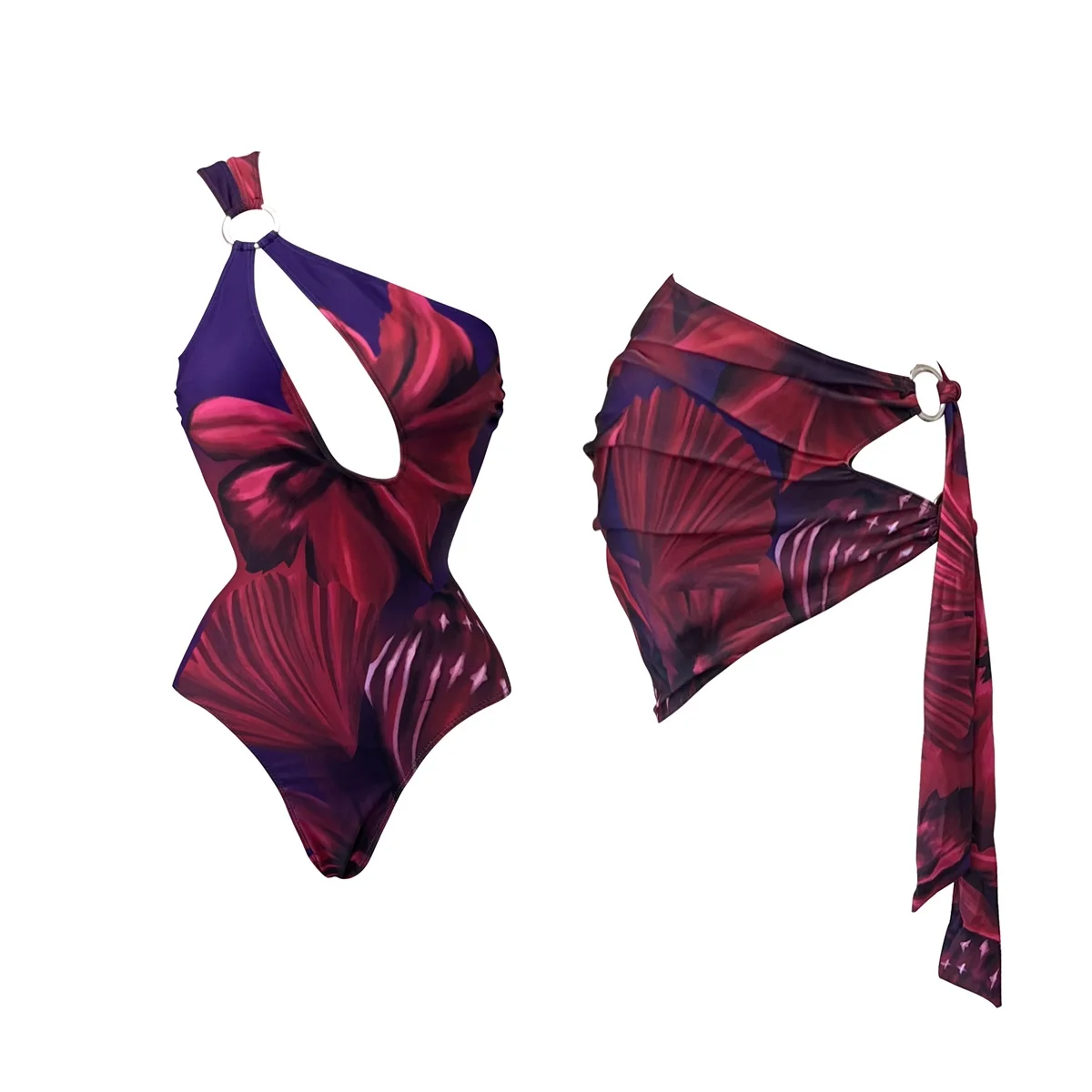 2Pcs Sexy Swimsuit With Skirt Sexy Bikini Women Floral Swimwear Push Up Biquini Female Fashion Dress Bathing Suit Beach Outfits