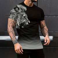 Men's T-Shirt Lion Pattern Man T Shirt Summer Short Sleeve Top Round Neck Y2k Clothes T-Shirts for Men Breathable Men Clothing