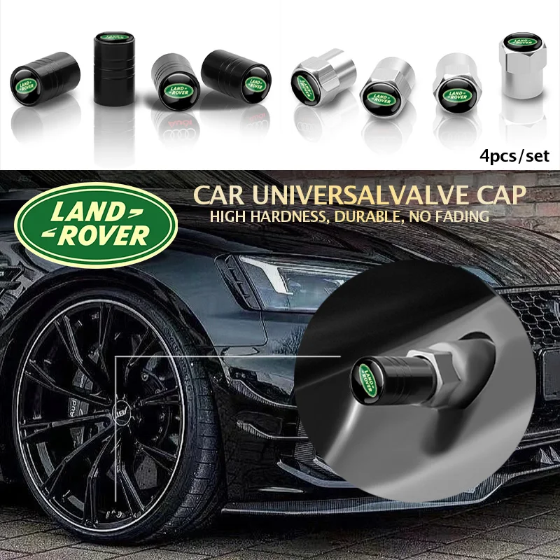 Car Wheel Tire Valve Caps Tyre Rim Stem Covers Airdust Waterproof for Land Rover Range Rover Evoque Velar Defender Freelander