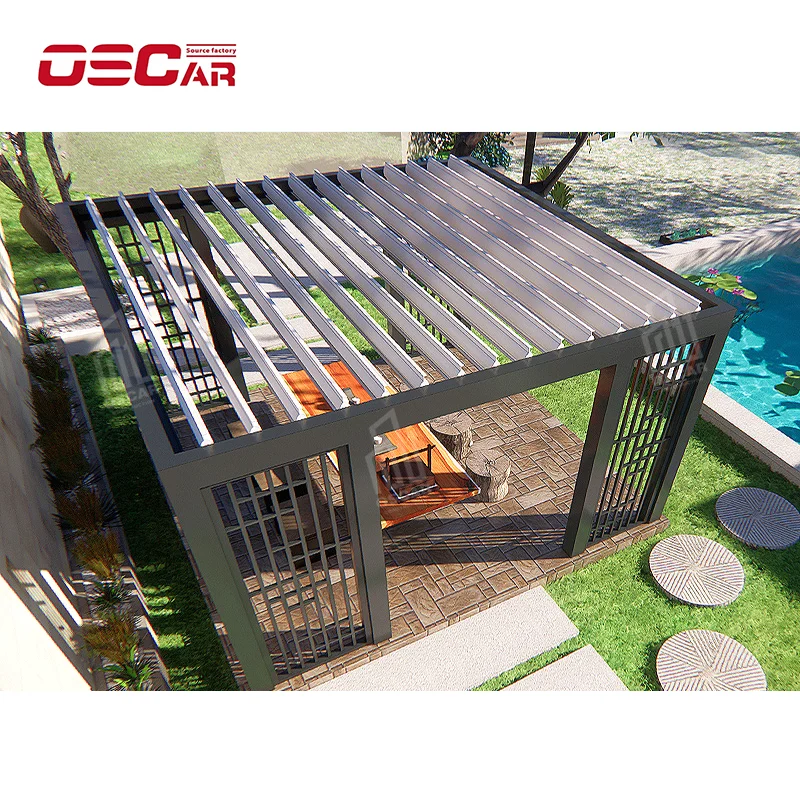 

Outdoor Electric Waterproof Retractable sliding Roof top awning Aluminum pergola with canopy for restaurant