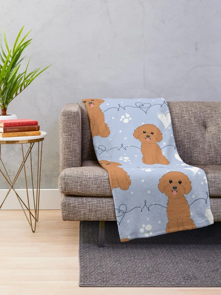 LOVE Red Toy Poodle Throw Blanket Camping Quilt Summer Blankets