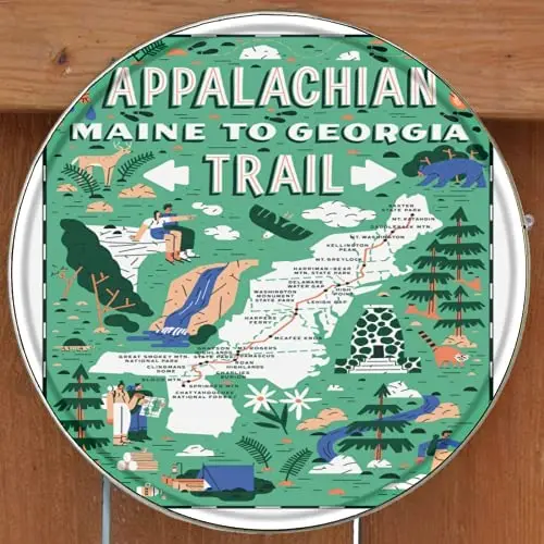 LPOM Appalachian Trail Art Vintage Concave Round Tin Sign, Retro Metal Signs Wall Decor Art Posters for Bar Pub Man Cave