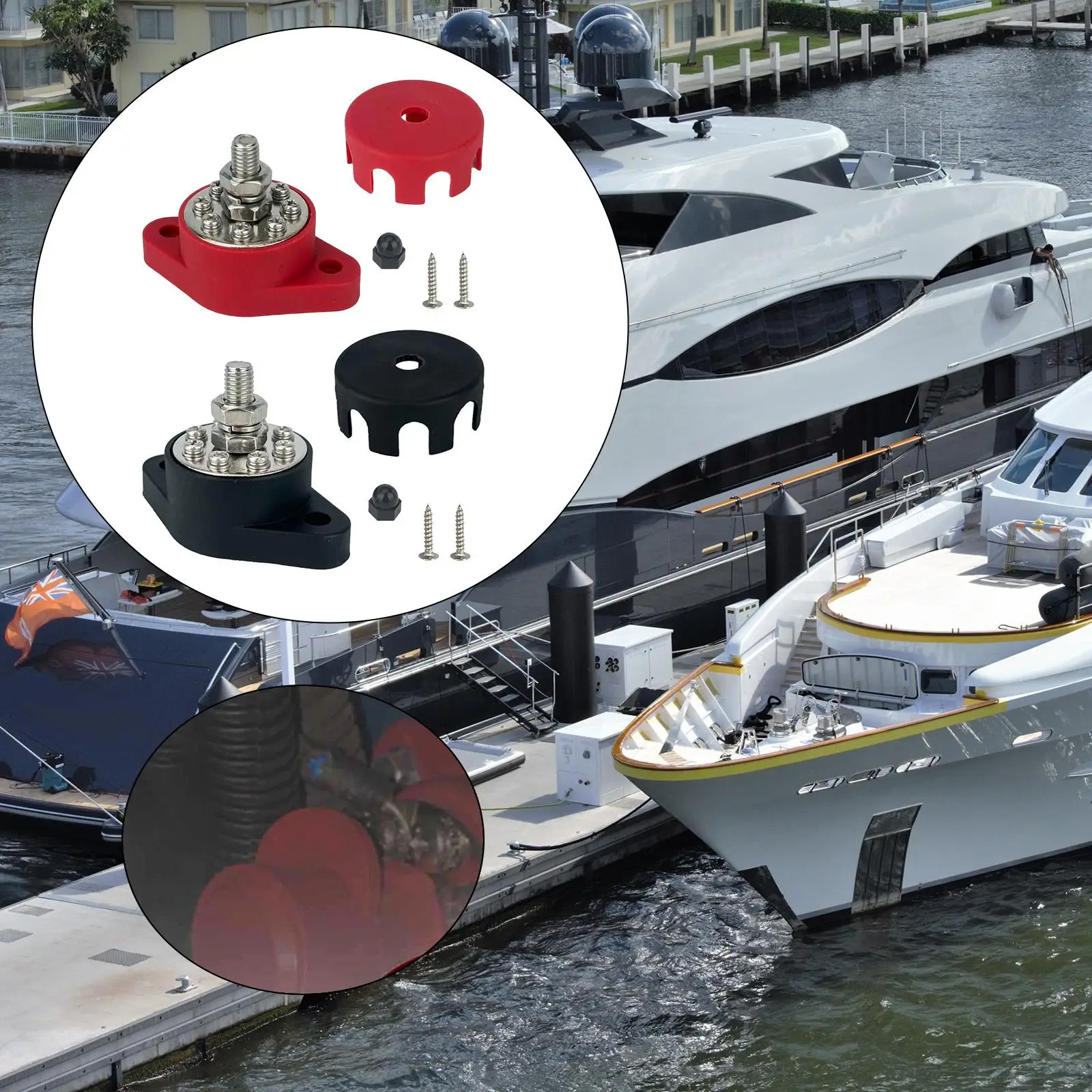 

Блок распределения питания шпильки шины с крышкой и винтами Морской клеммный блок для подключения автомобилей, грузовиков