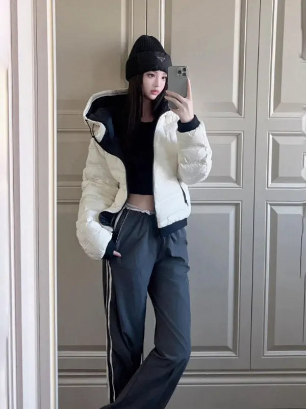 

Корейская модная шикарная женская повседневная верхняя одежда: укороченная куртка-пуховик с ребристым дизайном, весна 2026