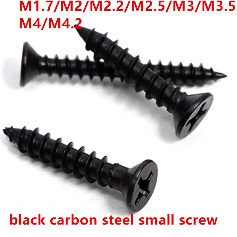 

M1.7M2M2.2M2.5M3M3.5M4M4.2carbon steel electronic small black phillips flat head countersunk self-tapping screws 285