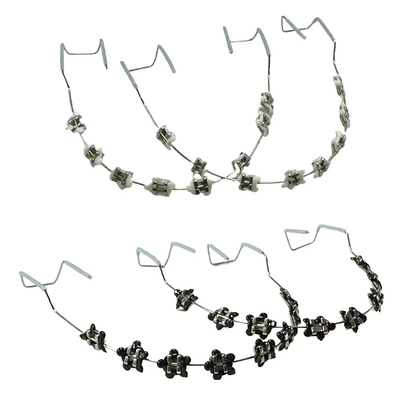 1 زوج الملونة وهمية الأقواس أدوات طب الأسنان مع الأسلاك المعدنية كتيفة معدنية تقويم الأسنان روابط الأوعية الدموية الجمال الصحة Grillz الأسنان #4