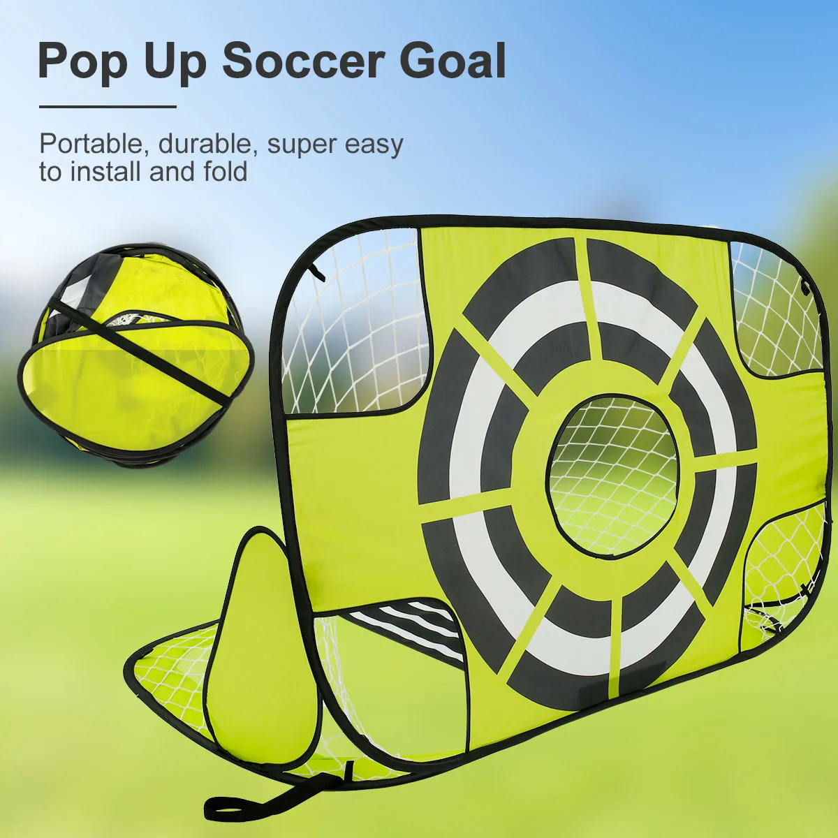 Pop Up Soccer Goal Set Portable Foldable Soccer Goal Net with Storage Bag Sturdy 210D Oxford Cloth Soccer Net for Kids Adults