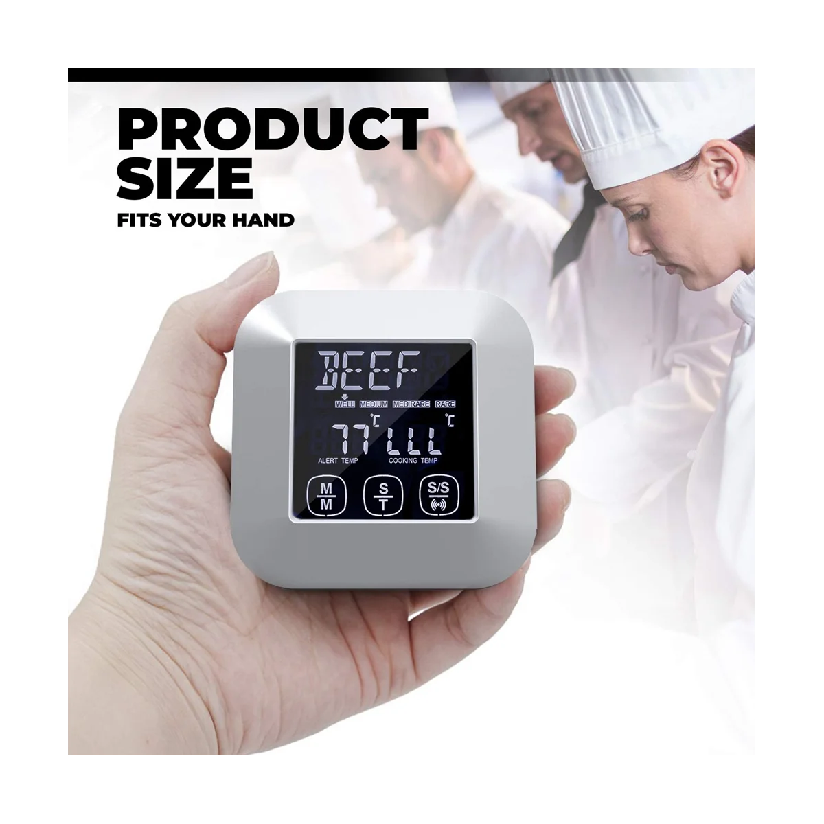 Digital Touch Screen Kitchen Thermometer for Meat Poultry Fish Long Wired Probe Cooking in Frying Pan Oven Smoker BBQ