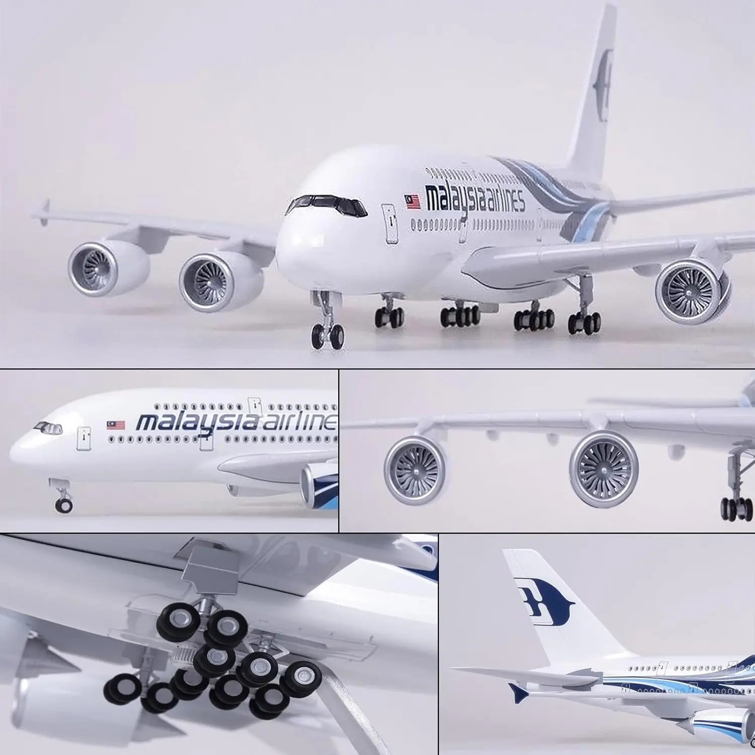 47CM Scale Malaysia A380 Diecast Resin Airplane Model Plane With Stand For Aviation Enthusiasts Gifts Or Decorations
