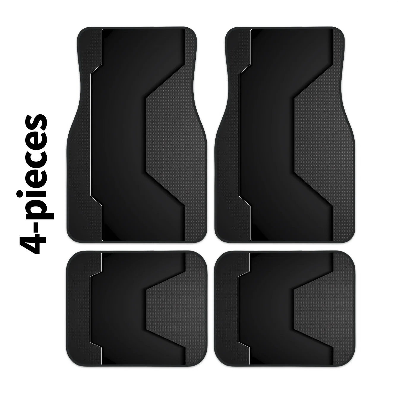 4pcs Set High-End Black Geometric Panel Printed Car Floor Mats | Easy To Clean, Decorative And Protective Additions For Driving