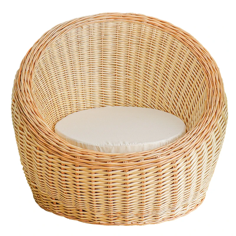 Garden Rattan Sofa Chair Natural Wicker Hand-woven Balcony Courtyard Homestay Decorative Chair Meble Ogrodowe Furniture WKGC