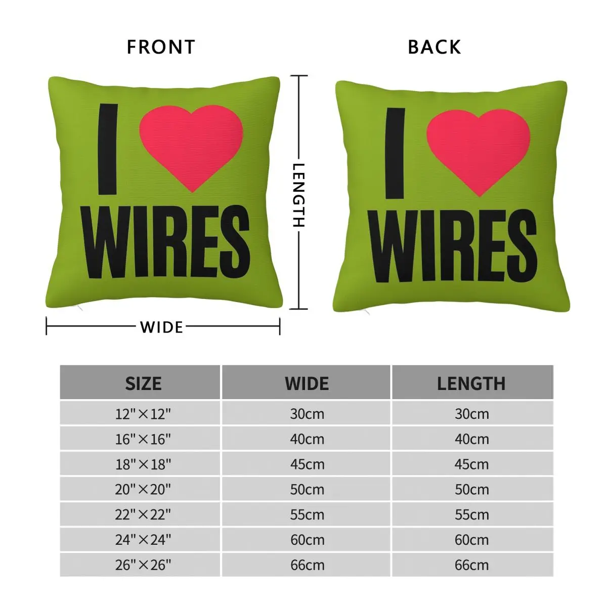I Heart Wires Badge Square Pillowcase Polyester Linen Velvet Creative Zip Decor Pillow Case Bed Cushion Cover 45x45