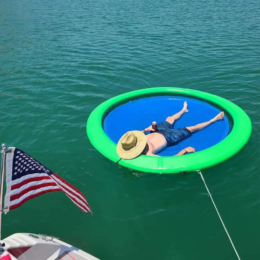 Custom Inflatable Sun Pad Round Floating Water Hammock Recliner Circular Floating Water Mattress