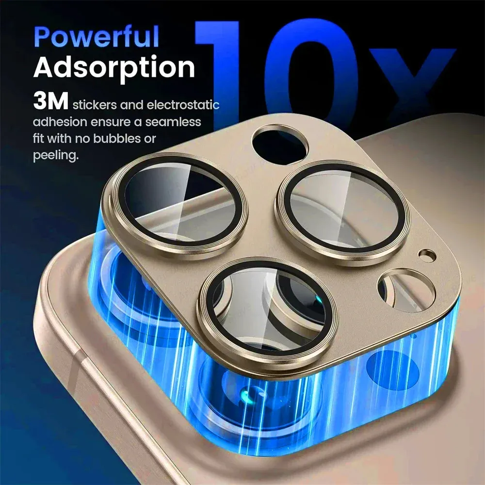Tempered Glass Metal Camera Lens Protector for Apple iPhone 14 15 16 17 Pro Max Easy Install Camera Lens Protector Case view 2