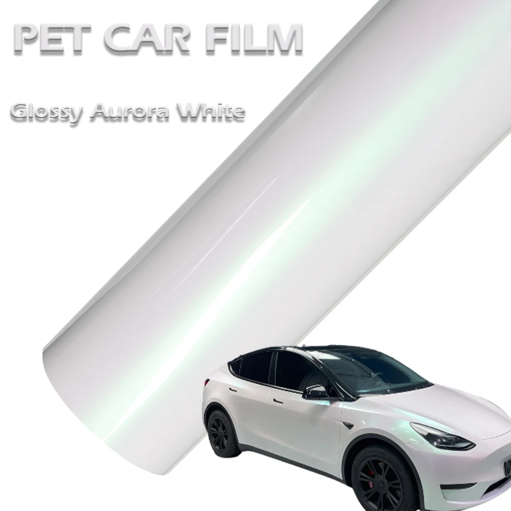 

PET Glossy Aurora White Car Vinyl Wrap Film PVC Waterproof Scratch Resistant Sticker Auto Motorcycle Body Modification Decals