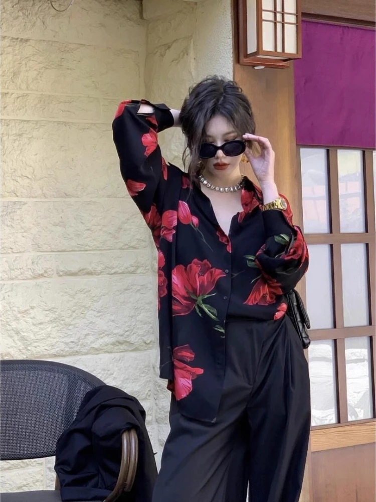 Camicie e camicette con bottoni per donna Stile coreano Bellissimo in promozioni Novità 2025 Abiti popolari Cool New Flower Woman Top