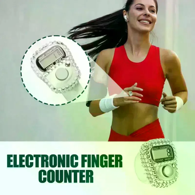 Mini Digital Finger Tally LCD Counter Reset With Flowers For Prayer Knitting Sport Counting