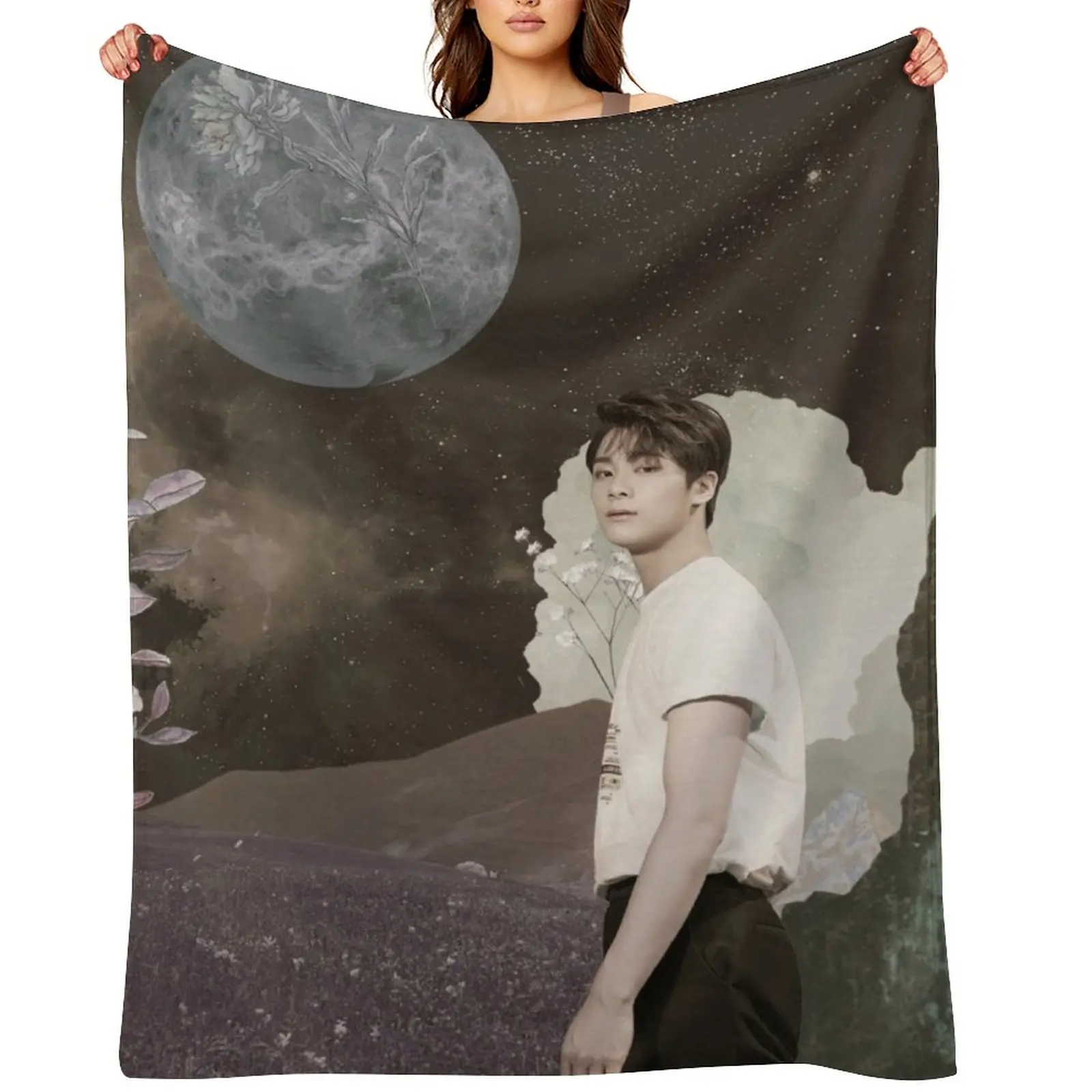 

Collage Moonbin ASTRO Throw Blanket Soft decorative halloween cosplay anime Blankets
