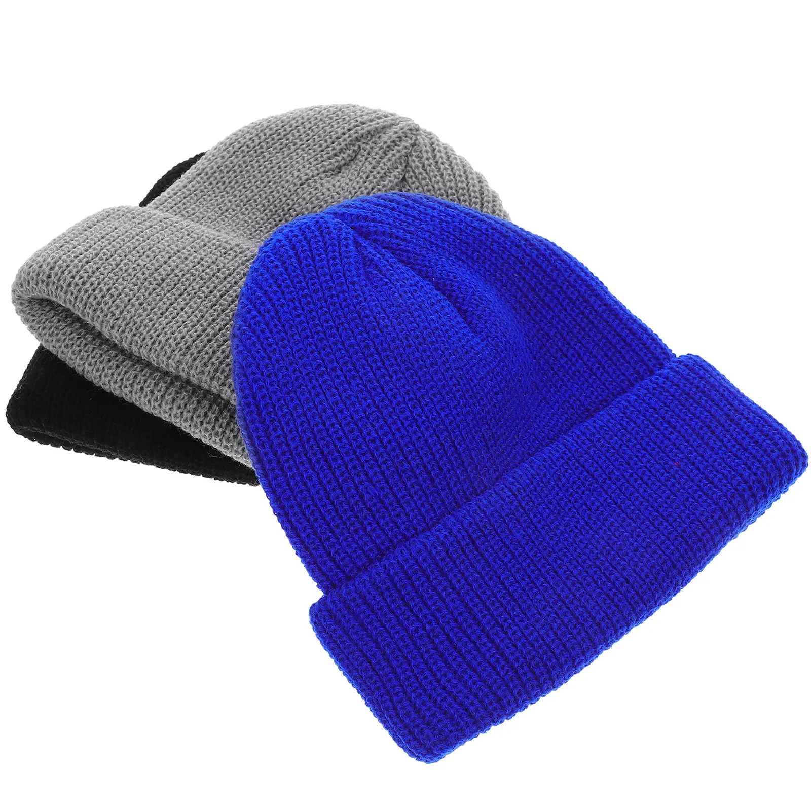 3Pcs Running Beanie Hats Winter Warm Thicken Knitting Hat Sports Cap Unisex Fashionable Warm Hat Winter Knitted Cap