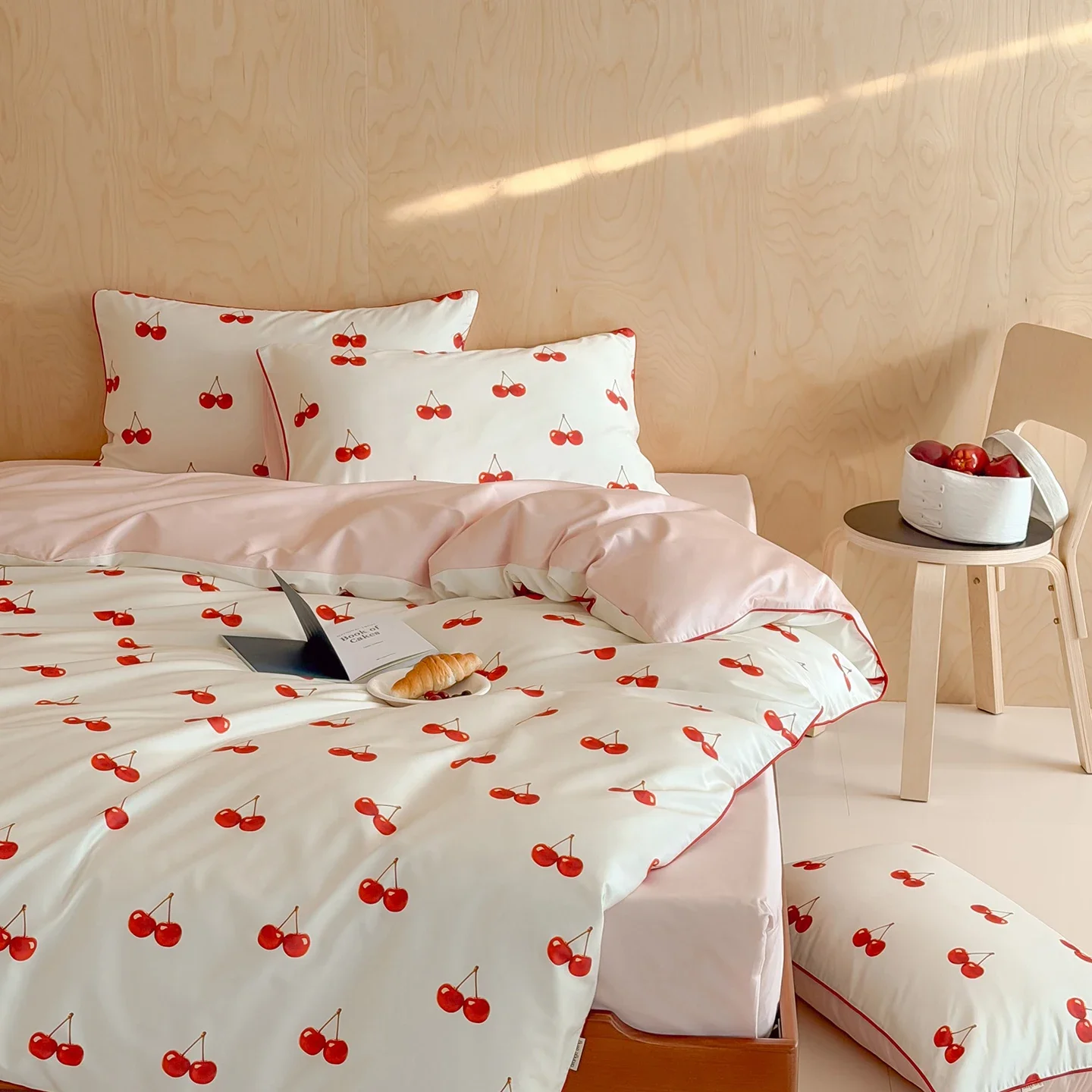 New Cherry Digital Printing 100s Pure Cotton Bedding Set Queen High-end Soft Duvet Cover Set with Sheets Quilt Cover Pillowcases