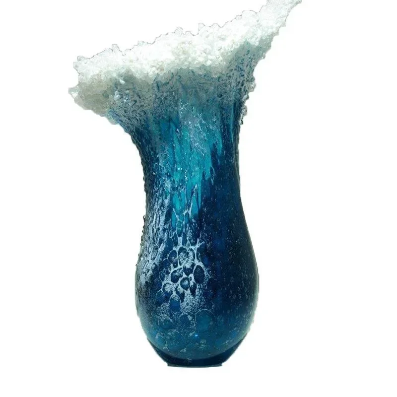 Florero Ola Marina de Resina – Decoración Oceánica Azul - imagen 3