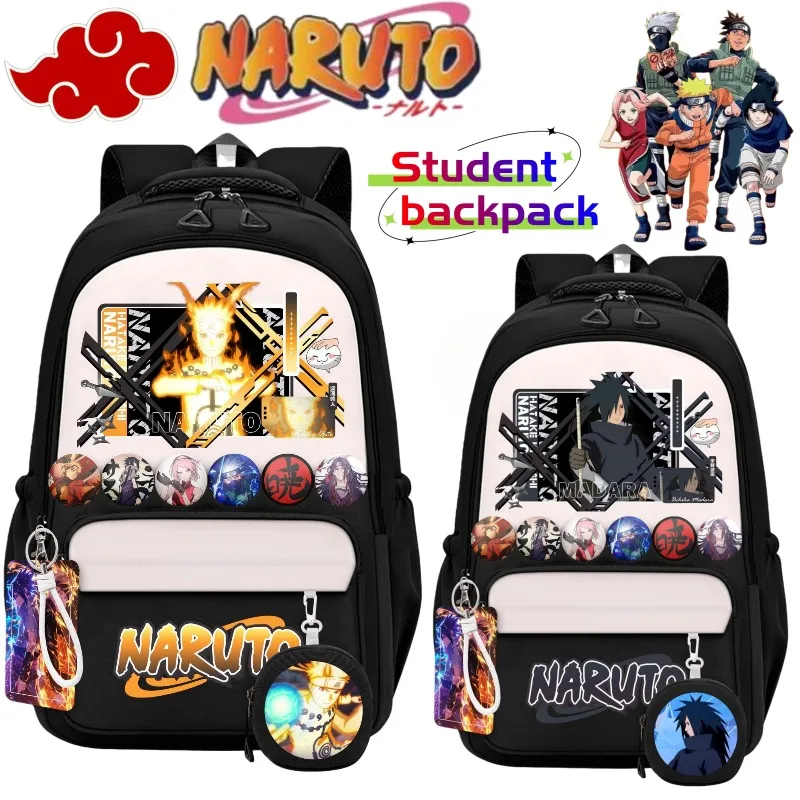 New NARUTO Uchiha Sasuke Hyūga Hinata Anime Secondary Backpack Men's and Women's Students Lightweight Large Capacity Schoolbag
