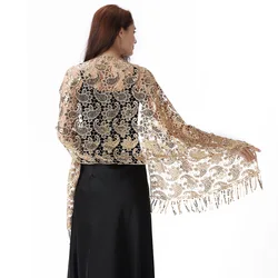 Abito da sera elegante da donna con ricamo scialle Glitter paillettes scialli da sposa scialli bolero coprispalle da sera avvolgimenti per donna