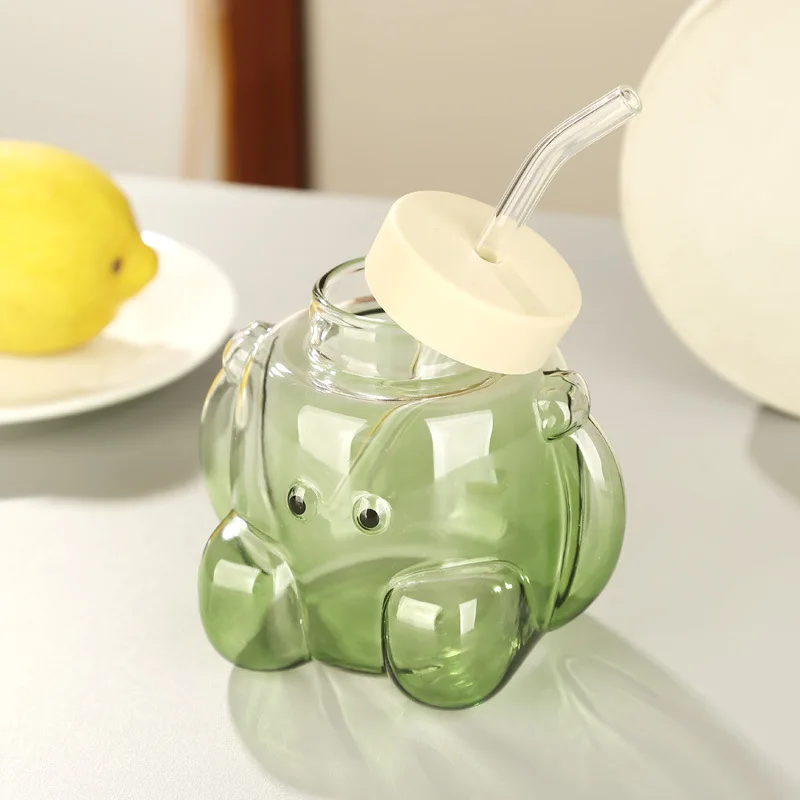 Creative Straw Glass Cups, Cute and Attractive with Lid Glass Straw Gift, Office Water Cup, Portable Water Bottle, Holiday Gift