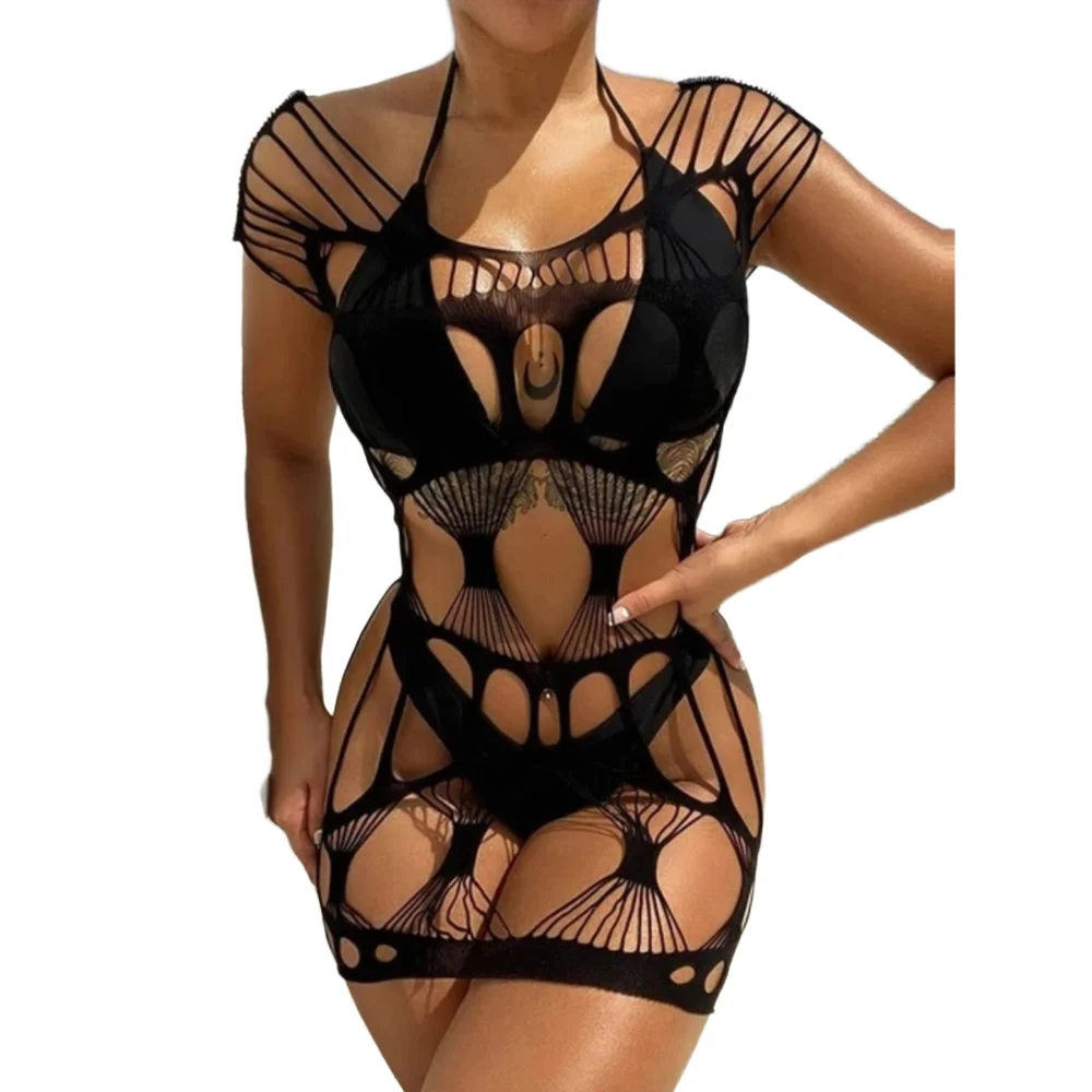 

Взрослое женское высокоэластичное ажурное белье, плотное эротическое сетчатое прозрачное мини-облегающее платье для женщин, вечерние ночные наряды