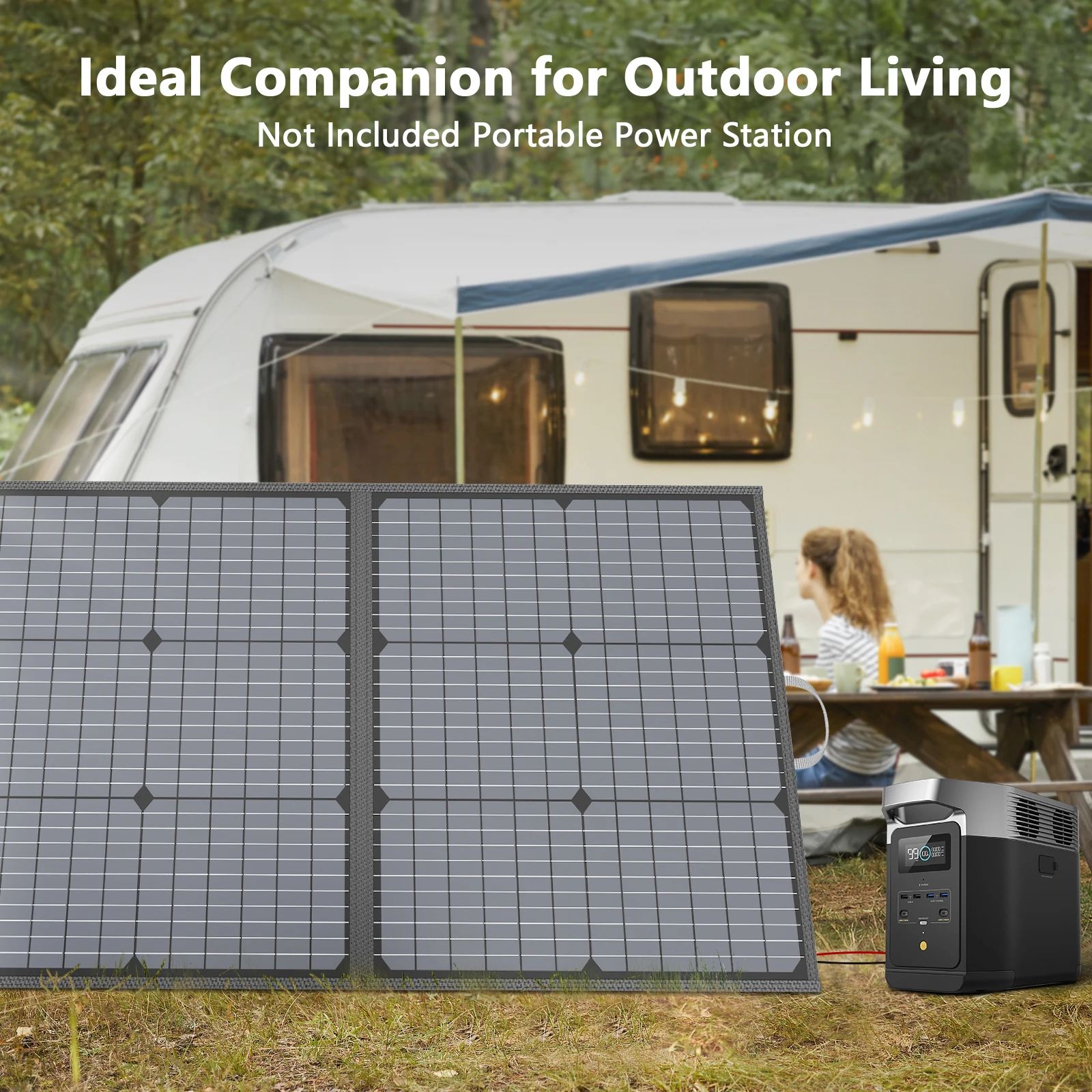 MHPOWOS 220/400 واط لوحة شمسية محمولة خفيفة الوزن، لوحة شمسية قابلة للطي مع مسند للمركبات الترفيهية والتخييم ونظام خارج الشبكة