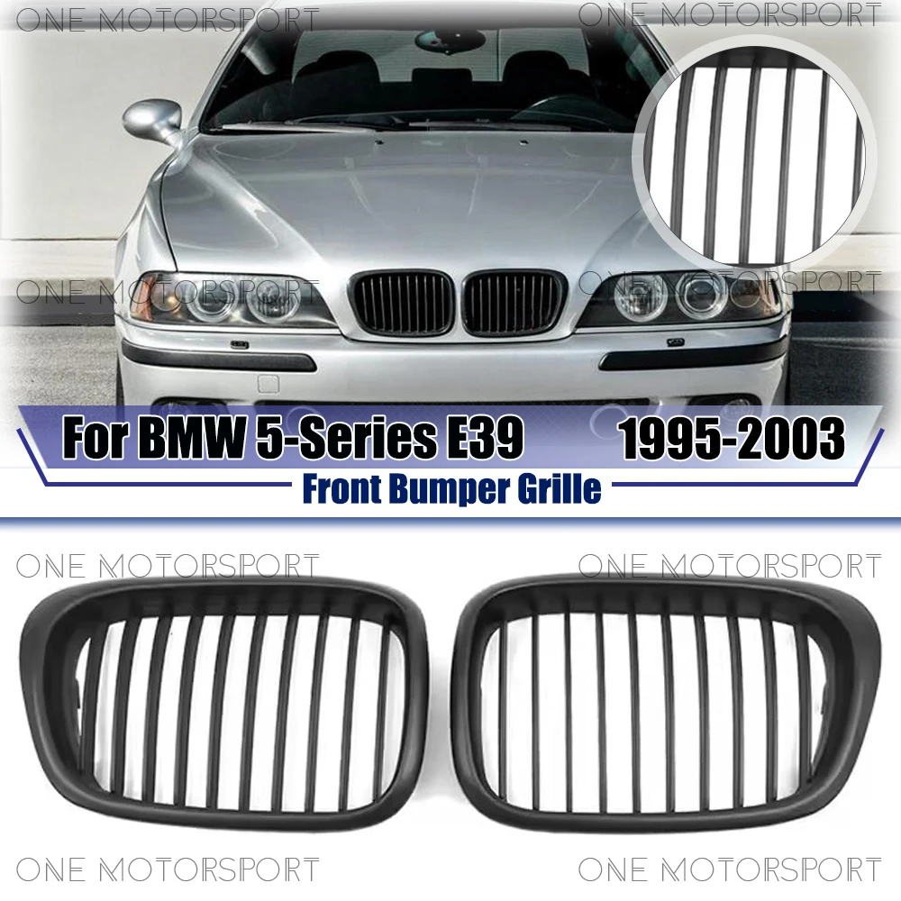 

Matte Black Front Bumper Grille Single Line Style Racing Grille Bumper Grilles For BMW 5-Series E39 1995-2003