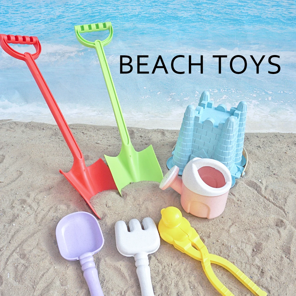 Pá de praia integrada para crianças, 53cm, brinquedo de neve, conjunto de brinquedos de areia, água ao ar livre, brinquedos de verão, presente para crianças