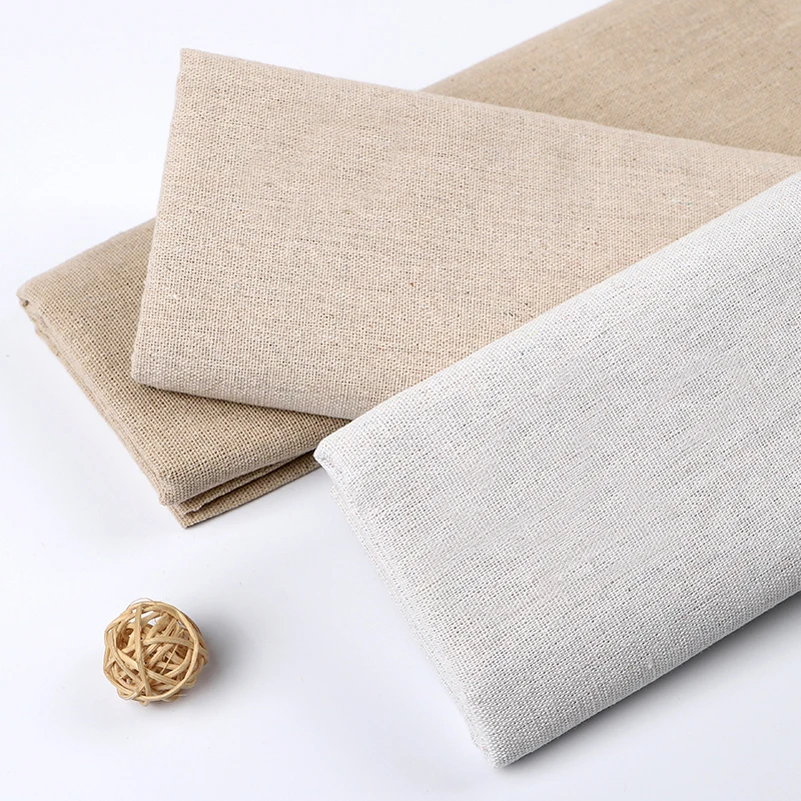 Raw Cloth Cotton Linen Fabric Greige for Sewing Scrims Patchwork DIY Handmade by Half Meter