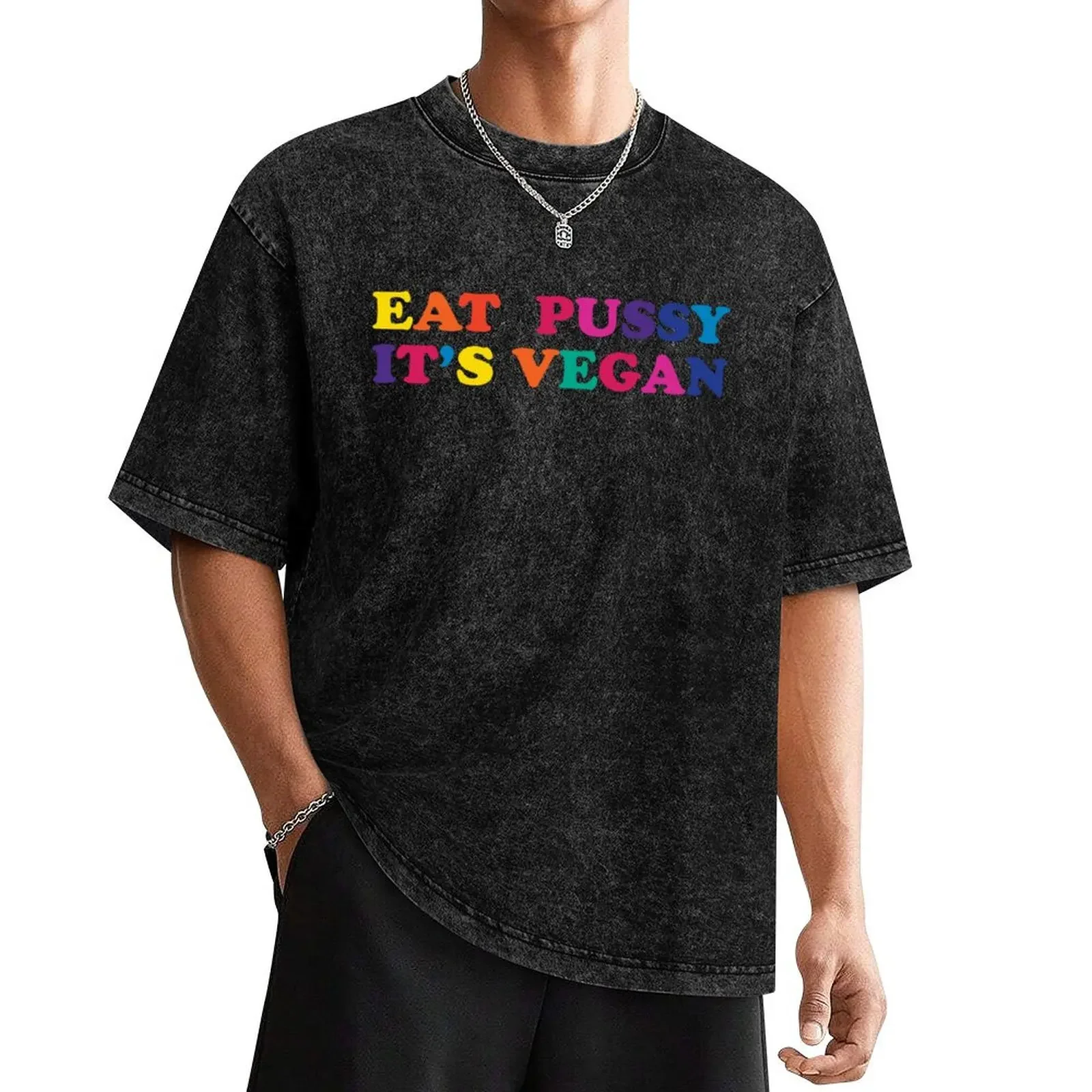 EAT PUSSY IT'S VEGAN T-Shirt blue archive customs anime tshirt men clothes