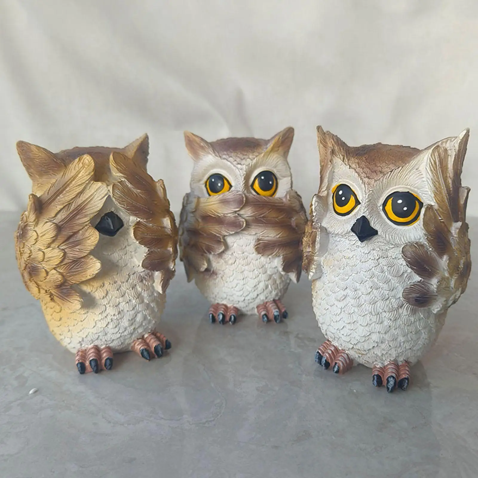 

3Pcs Owl Figurines Birthday Gift Small Ornaments for Lawn Outdoor Desktop