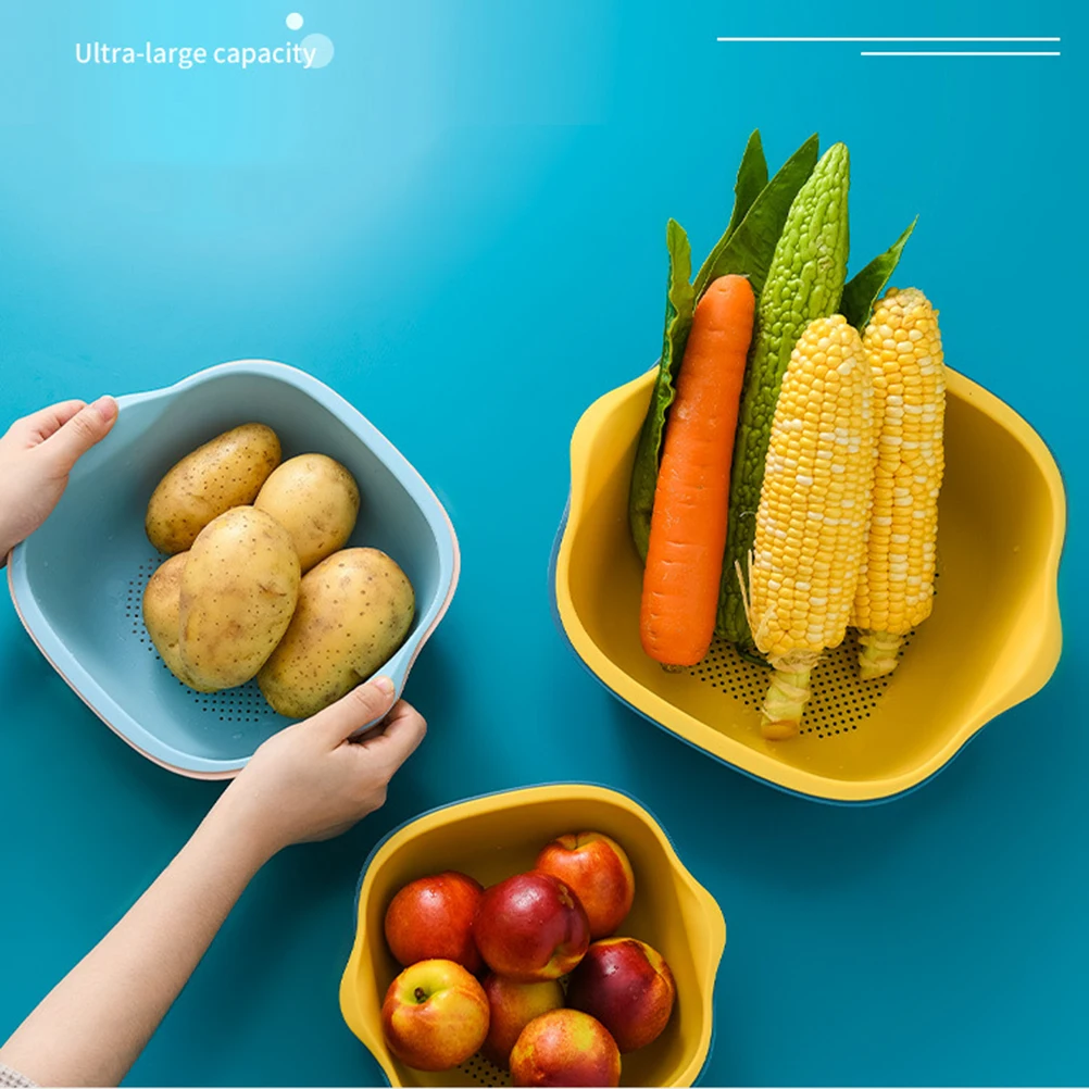 

Drain Basket Vegatable Fruit Container Storage Foldable Kitchen Accessories Food Containers